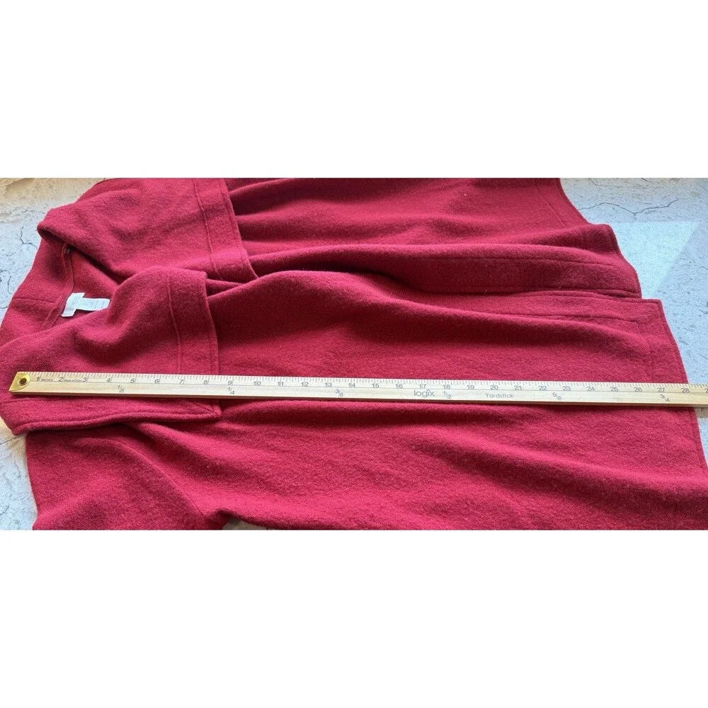 Chicos Razzie Red 100% Wool Open Front Cardigan Sweater Jacket Medium (1) 8/10 - Picture 5 of 7